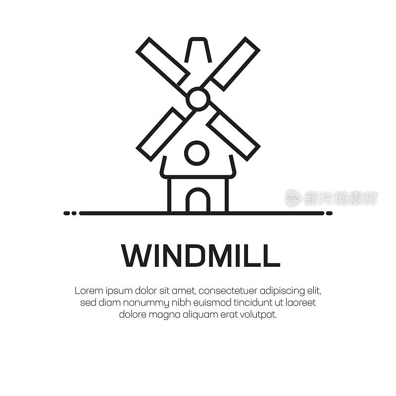 Windmill Vector Line Icon - Simple Thin Line Icon, Premium Quality Design Element